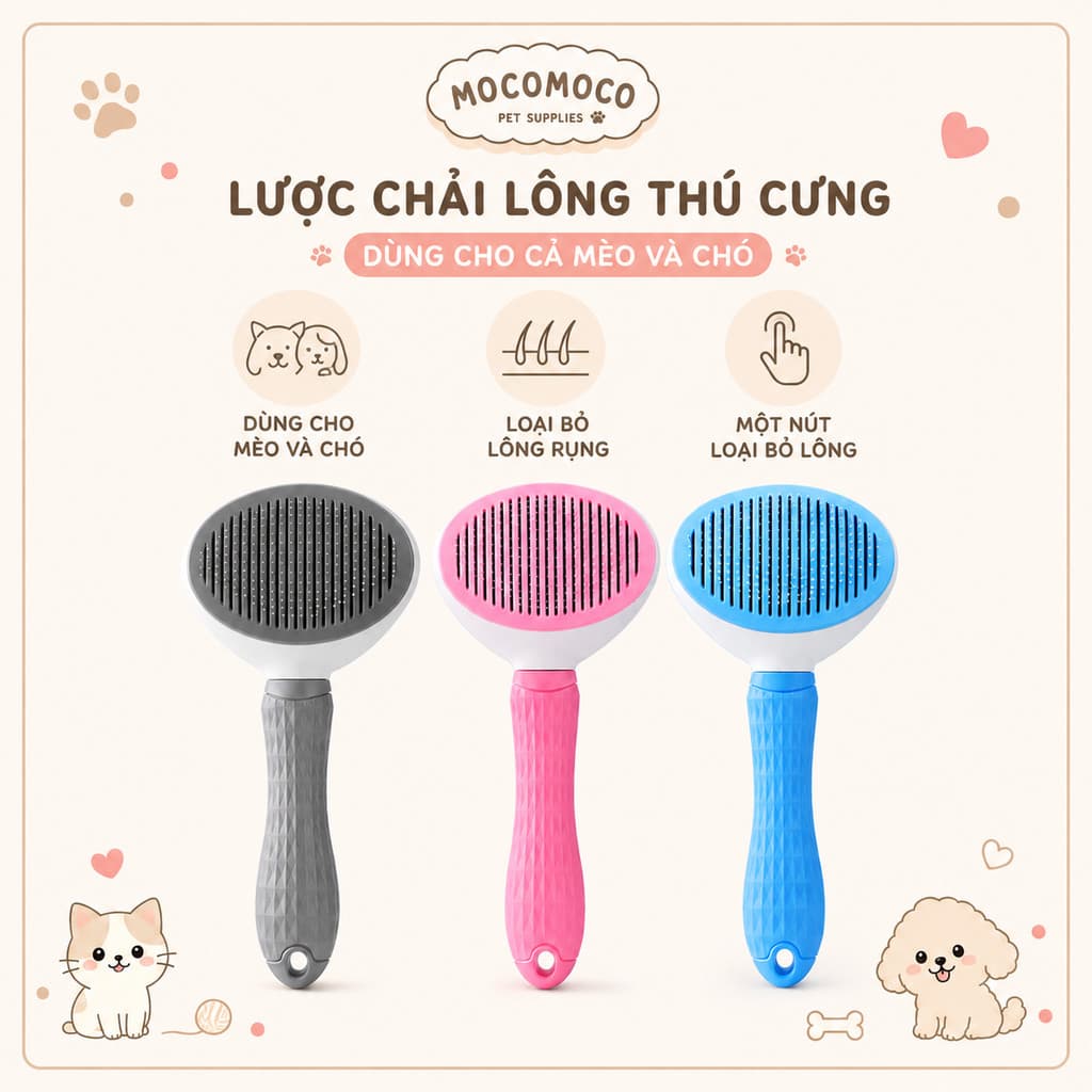 [Lược tẩy lông thú cưng cao cấp (có một nút)] Đa năng cho chó mèo, nút thắt lông tơ, nút tẩy lông chuyên nghiệp, lược bọ chét.