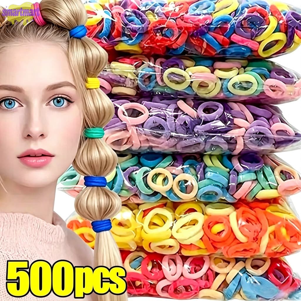 100 / 300 / 500 Cái Dây buộc tóc đàn hồi Nylon đầy màu sắc / Dây buộc tóc đuôi ngựa cho bé gái