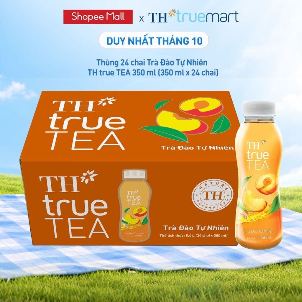Thùng 24 Chai Trà Đào TH true TEA milk Tự Nhiên 350ml (24 Chai)