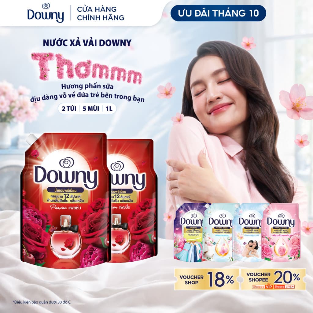 Combo 2 Nước Xả Vải Downy Nhiều Mùi Hương 1L