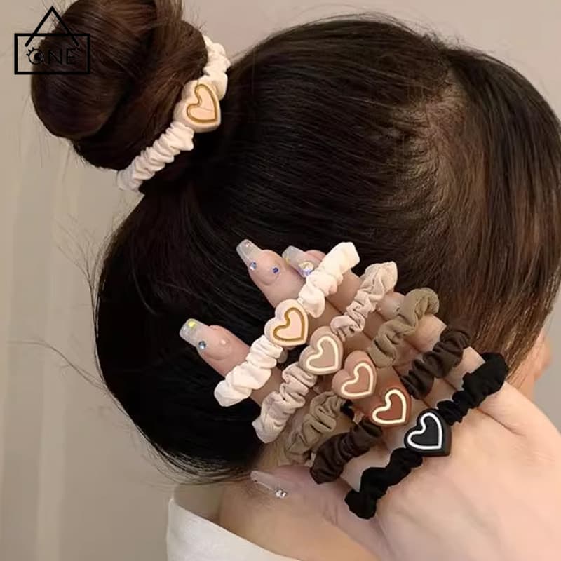 AONE Cao Su Co Giãn Cao Su Dây Tóc Nữ Sáng Tạo Phụ Kiện Tóc Đầu Dây Ngọt Ngào Trái Tim Yêu Thương