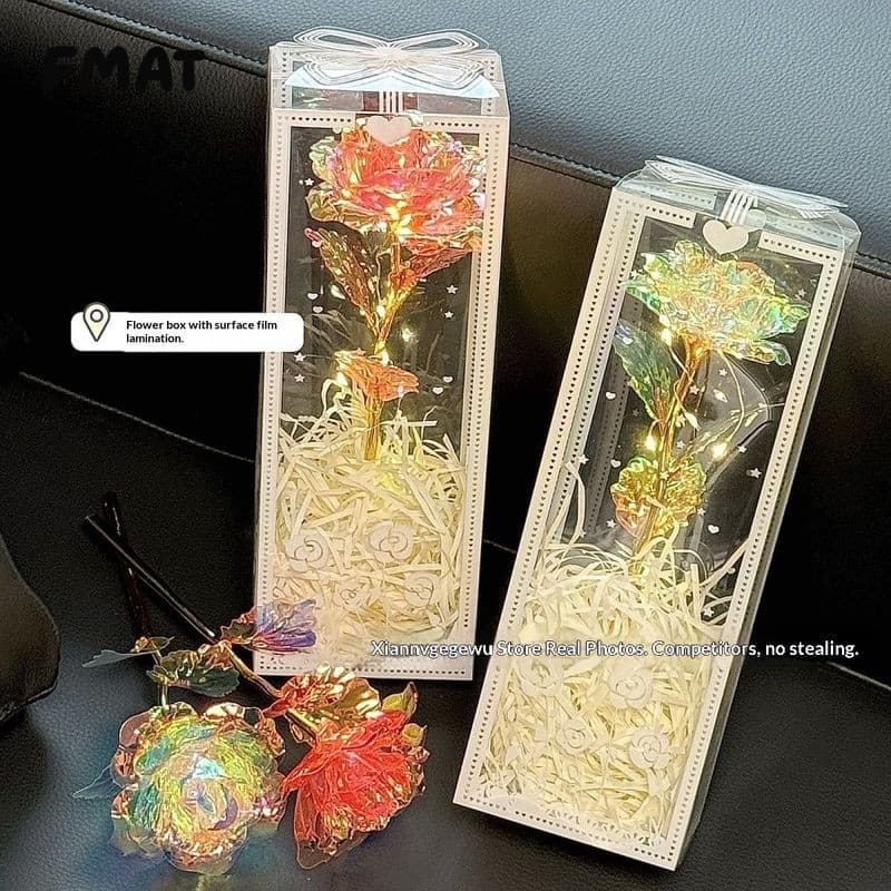 FMAT Bó hoa hồng LED đầy màu sắc Quà tặng trang trí cho ngày lễ tình nhân và sinh nhật
