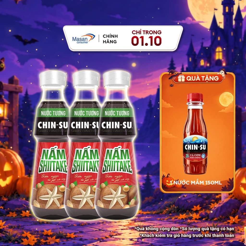 Combo 3 Nước Tương CHIN-SU Nấm Shiitake Chai 330ml