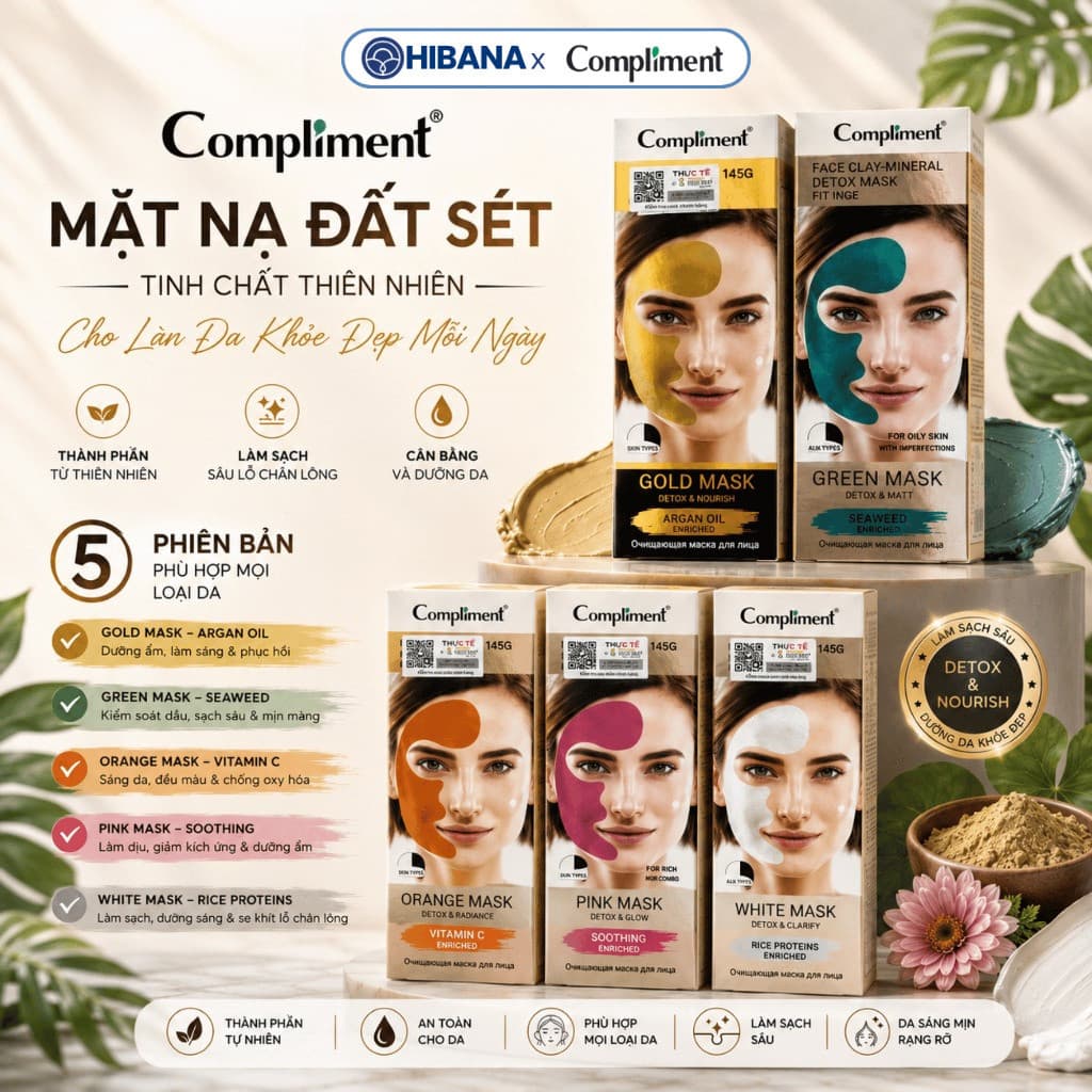 Mặt Nạ Đất Sét Mask Compliment Giúp Làm Sạch Sâu, Da Mịn Rạng Rỡ, Thành Phần Tự Nhiên | 80ML