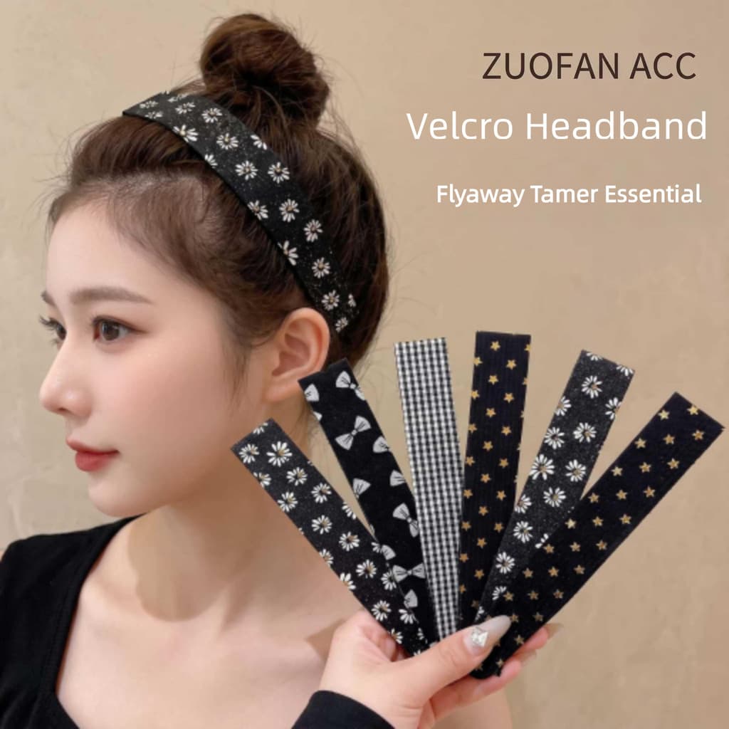 1 Miếng Dán Cố Định Tóc Kẻ Sọc Phụ Kiện Trang Điểm Hàng Ngày Băng Đô In Hình Dễ Thương Velcro Không Trơn Trượt Viền Gãy Ban Nhạc Cho Bé Gái Nữ Đen Hoa Cúc Ngôi Sao Nơ