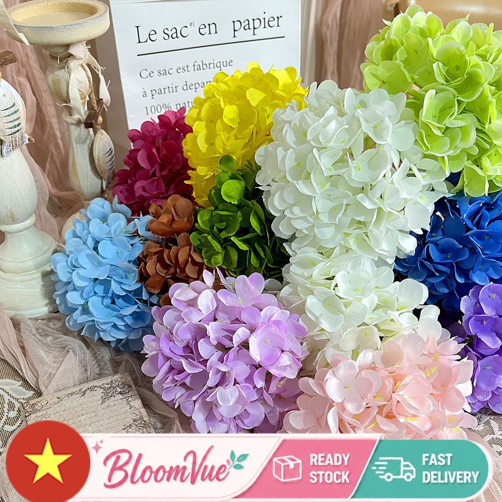 Hoa Cẩm Tú Cầu Giả Cao Cấp Kèm Cành Rời, Bó Hoa Nhân Tạo Decor Nhà Cửa Đám Cưới Bàn Tiệc