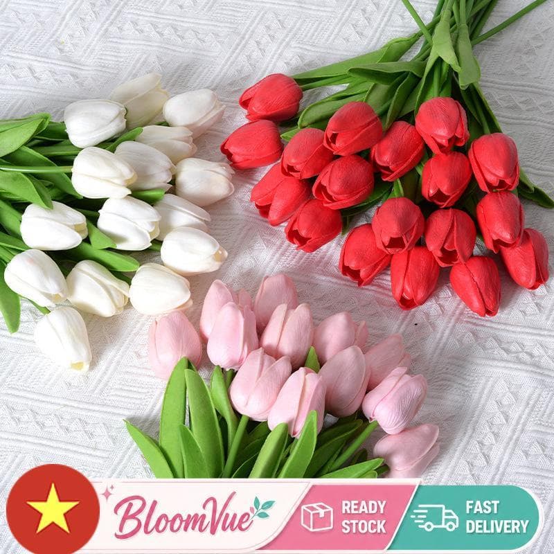 Hoa Giả - Hoa Tulip Nhân Tạo PU Cao Cấp Giống Thật | Hoa Cầm Tay Cô Dâu, Trang Trí Đám Cưới, Decor Phòng, Đạo Cụ Chụp Ảnh
