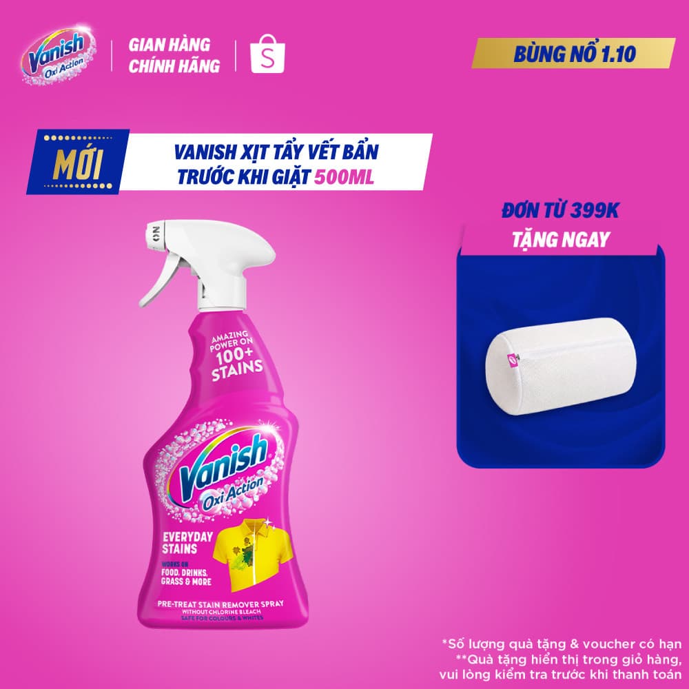 [SHOPEE VIP] Xịt Tẩy Vết Bẩn Trước Khi Giặt Vanish Oxi Action Everyday Stains 500ml