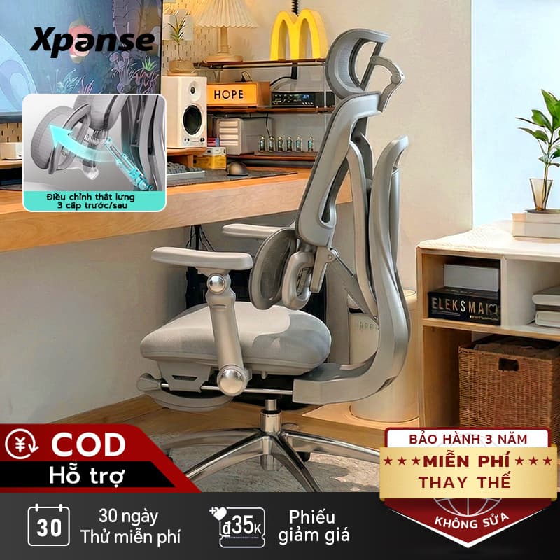 Ghế công thái học Xpanse T10 Đuổi theo độ cong lưng động bằng lò xo độc lập, Đẩy trước nâng đỡ chính xác vùng thắt lưng | ghế làm việc | ghế gaming