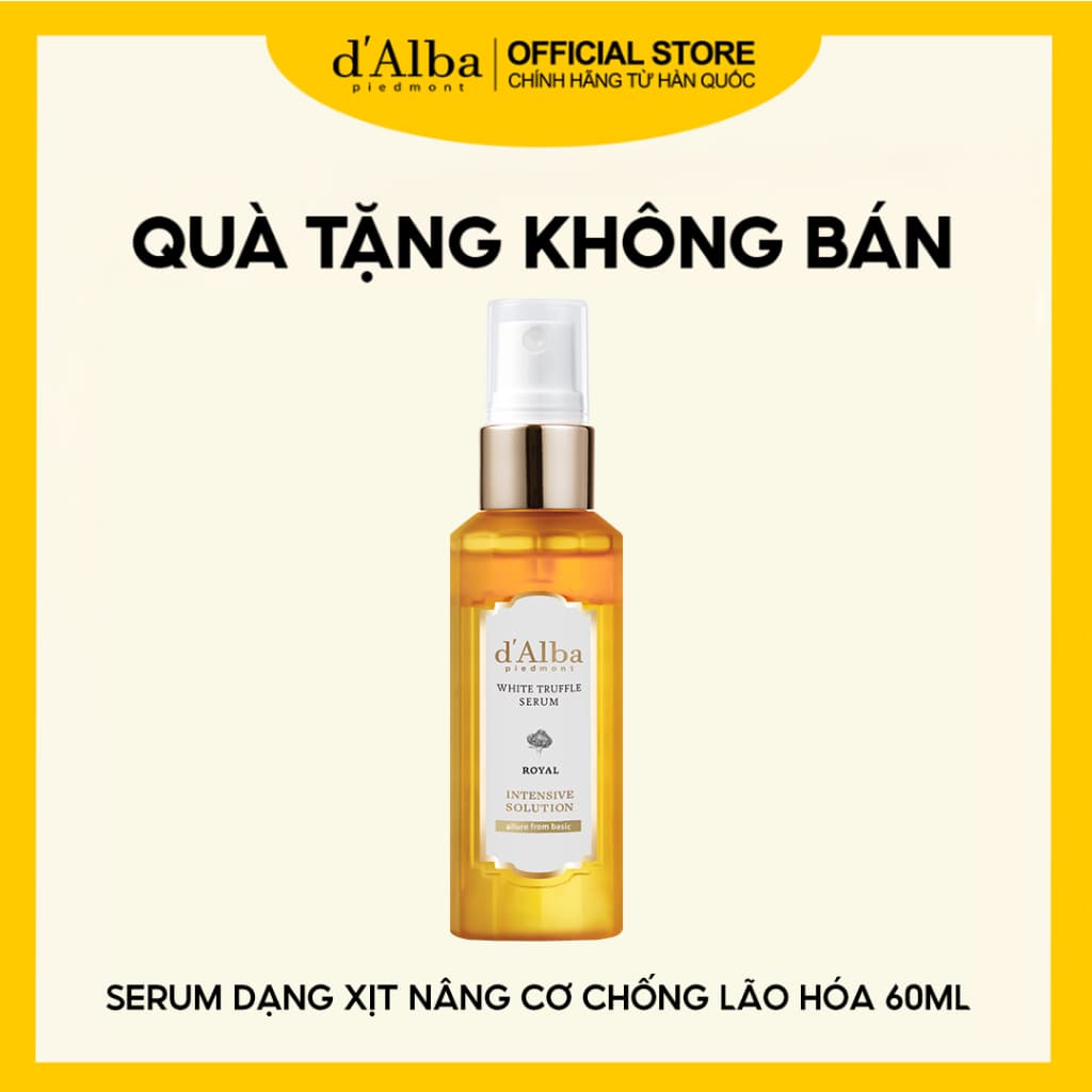 [Quà tặng không bán] Serum dạng xịt nâng cơ chống lão hóa cấp ẩm d’Alba White Truffle Serum Royal Intensive Solution 60ml