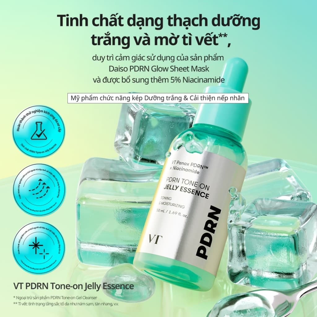 [VT] PDRN Tone On Jelly Essence 50ml Chứa 5% Niacinamide, Chăm Sóc Đốm Nâu, Dưỡng Sáng Da & Cấp Ẩm [Official Flagship]