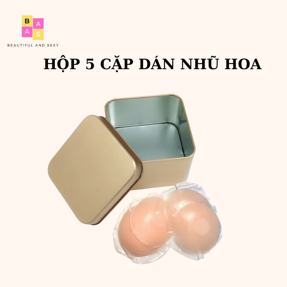 Hộp 5 cặp dán nhũ hoa silicon, miếng dán ngực silicon sử dụng nhiều lần 1402 Orla