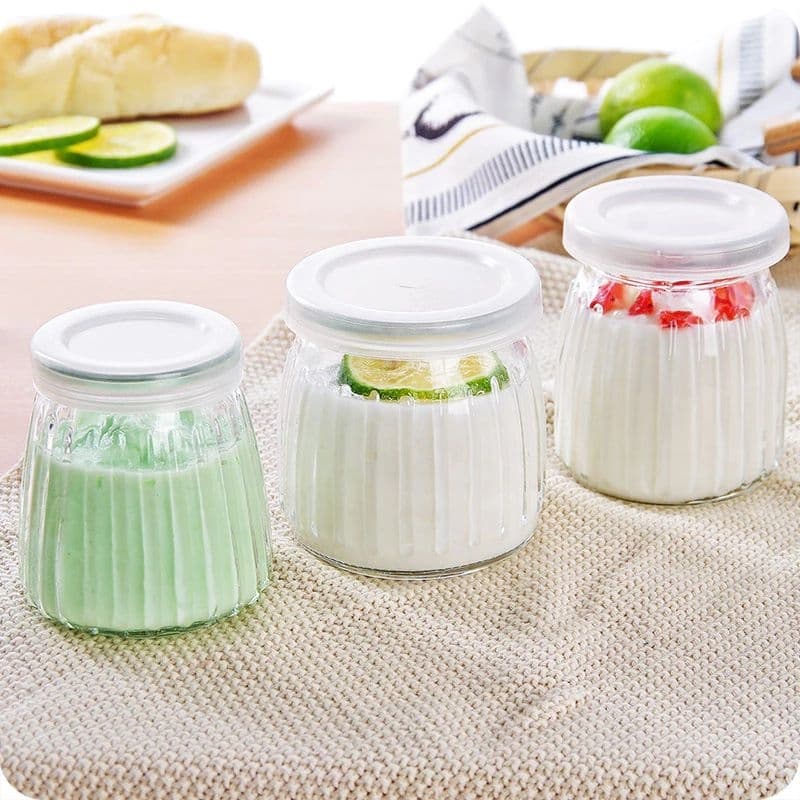 combo Hũ sữa chua dáng sọc nắp nhựa 100ml