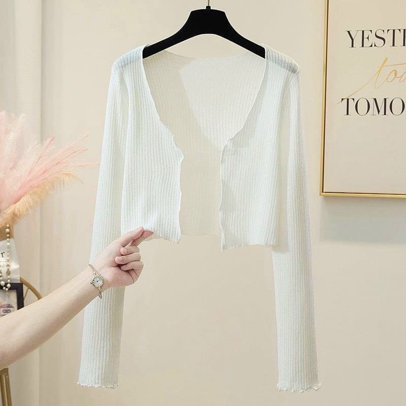 Áo khoác cardigan nhẹ mùa đông lửng trắng đen xinh VANISA CDG02