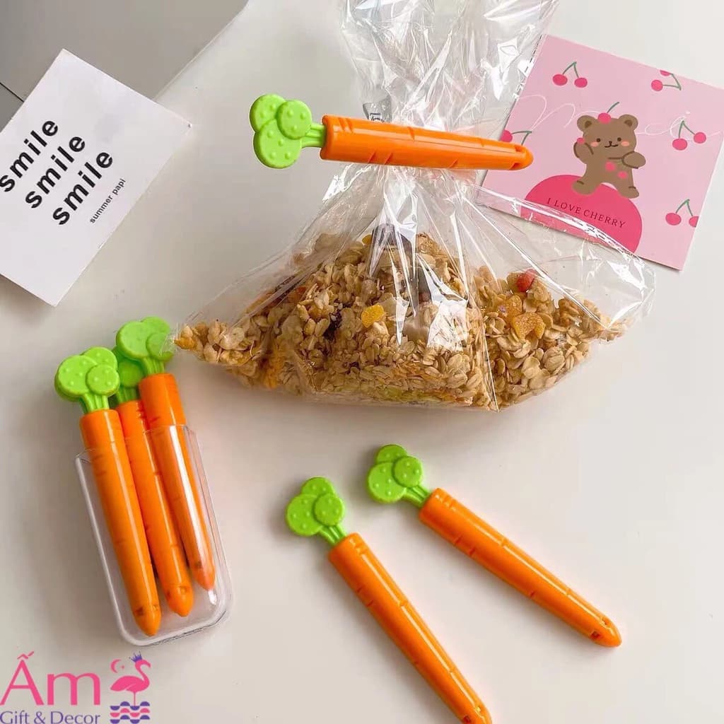 Set 5 Thanh Kẹp Miệng Túi Hình Cà Rốt
