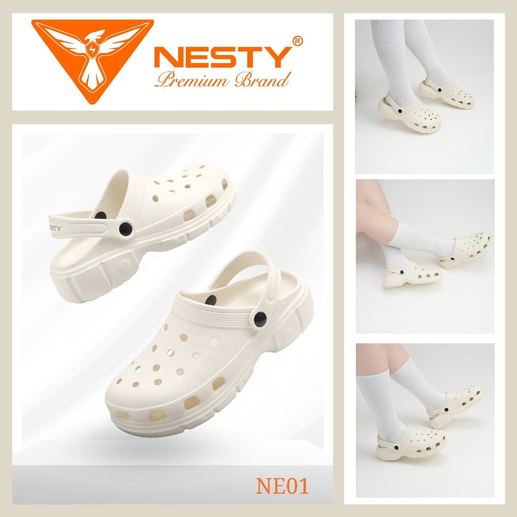 [NE01] [Tặng Charm] Dép Sục Nam Nữ NESTY Kiểu Dáng Basic Đế Mềm Cao 4cm ( KO1 )