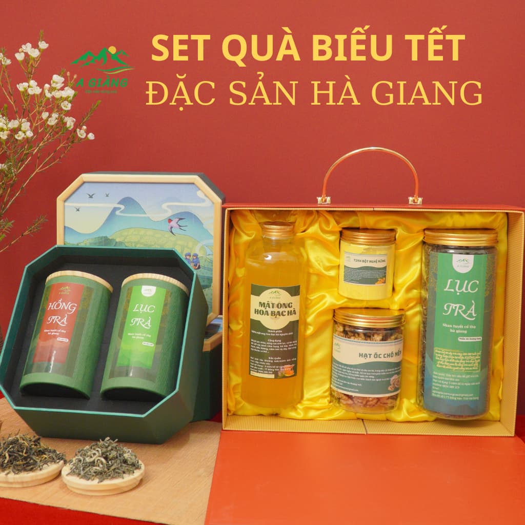 Set quà tết sang trọng 2025 đặc sản Hà Giang, quà tết 2025 set trà quà tặng thượng hạng