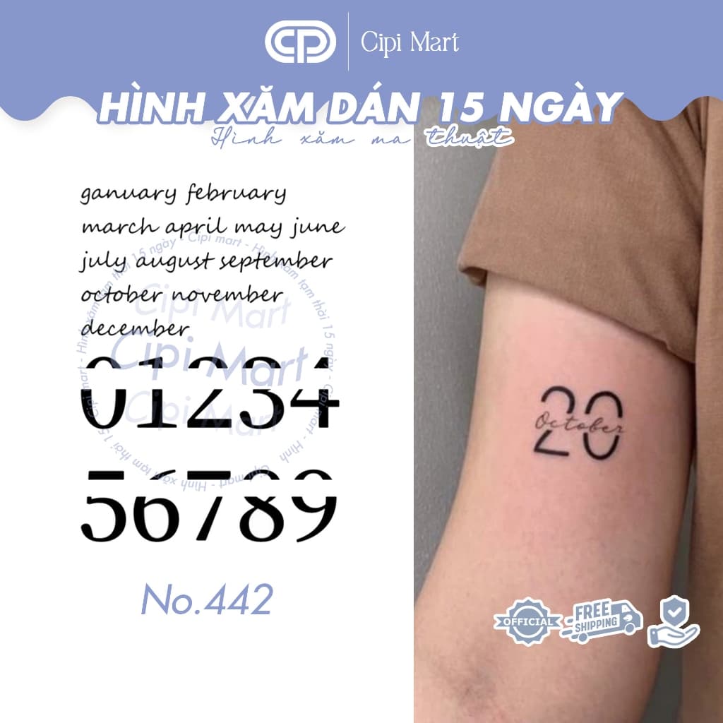 CIPI MART - Hình xăm tạm thời 15 NGÀY - chống nước, cọ xát 0442