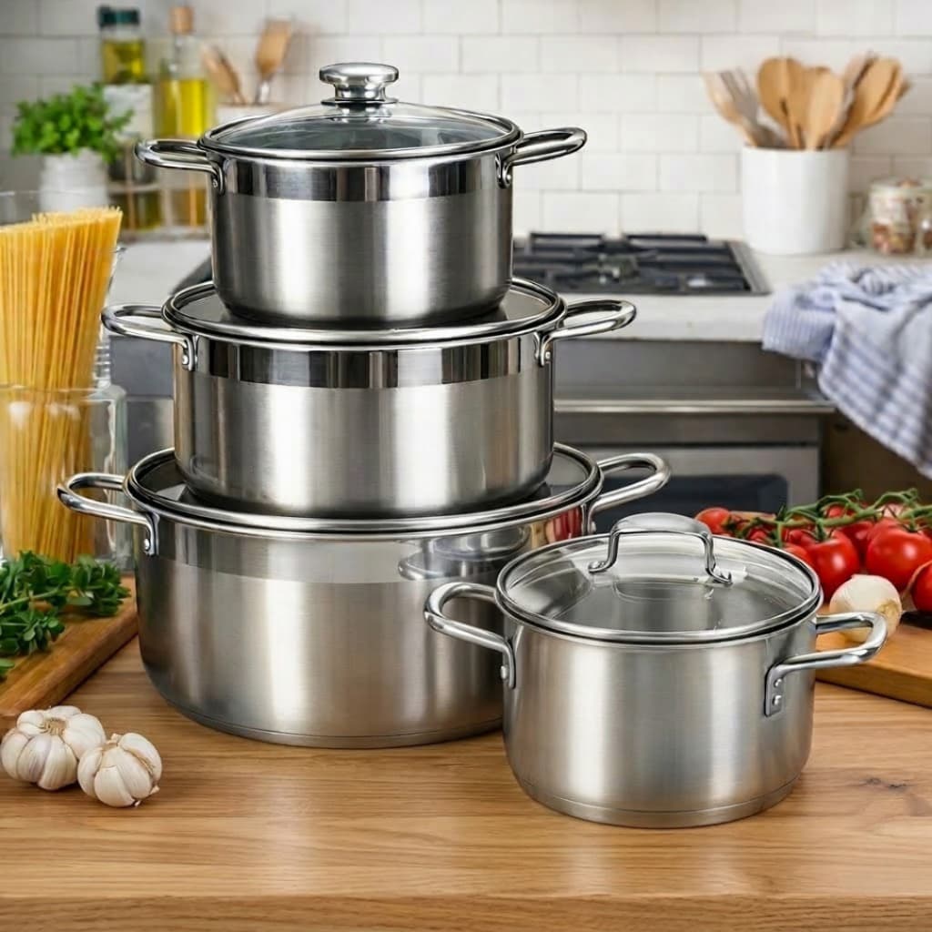 [Xả lỗ] Bộ 3 Nồi Inox GALEN Đáy Từ Nắp Kính Cao Cấp - Dùng Được Trên Mọi Loại Bếp, Không Gỉ, Sáng Bóng, Bền Đẹp