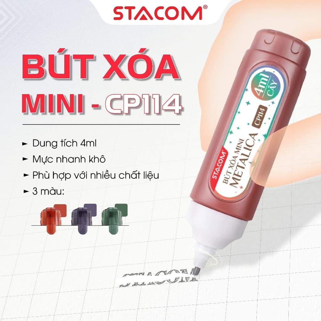 Bút Xóa Nước Mini Stacom CP114 - 4ml, Nhanh Khô, Viết Trên Nhiều Bề Mặt, Chính Hãng | Giá Tốt