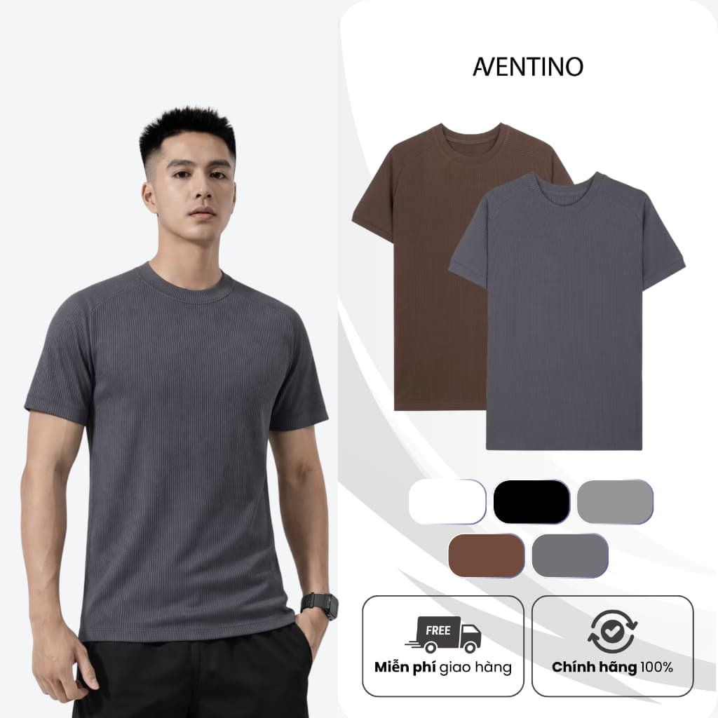 Áo Cộc Nam Thun Tăm Aventino Co Dãn 4 Chiều Ôm Dáng Thời Trang Sporty Trẻ Trung Basic Aventino G8