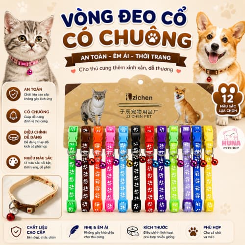 Vòng cổ xinh có chuông cho chó mèo - Huna