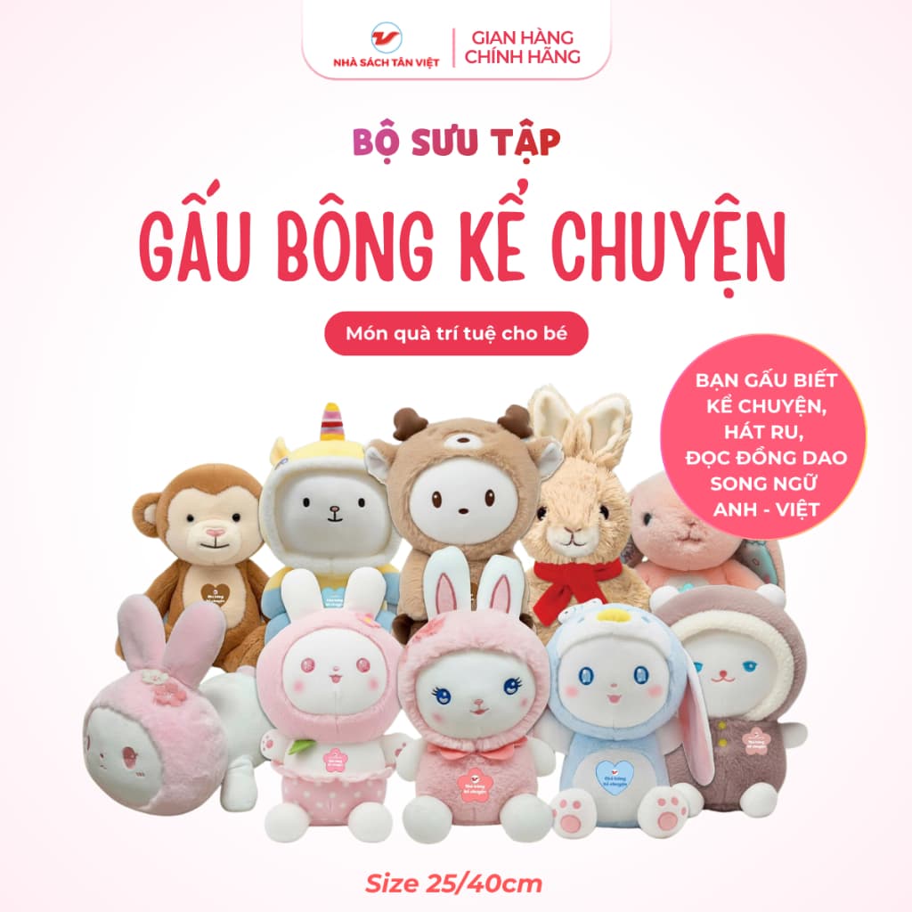 Gấu Bông Kể Chuyện Cho Bé Song Ngữ Anh Giúp Bé Học Tiếng Anh Qua Truyện Kể Sinh Động 25/40 cm