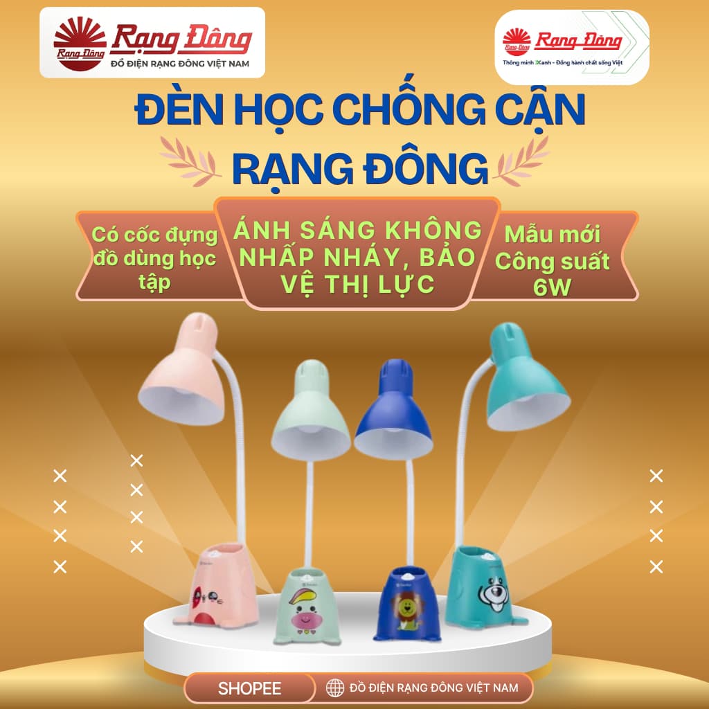 Đèn LED Bàn Học Chống Cận 6W Rạng Đông chống cận, ánh sáng vàng Model: RD-RL-24.V2