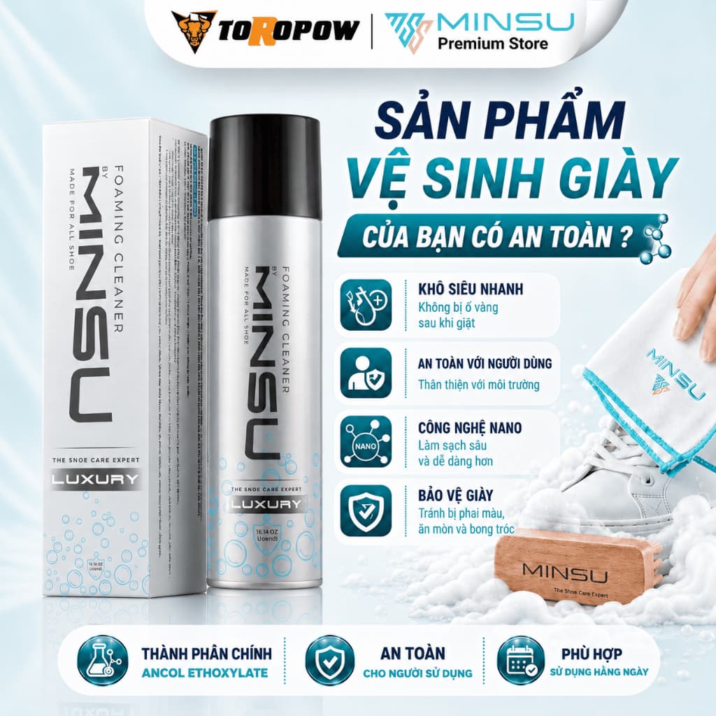 Chai Xịt Vệ Sinh Giày LUXURY Bọt Tuyết NANO MINSU M5955 Giặt Khô Siêu Tốc Bảo Vệ Giày