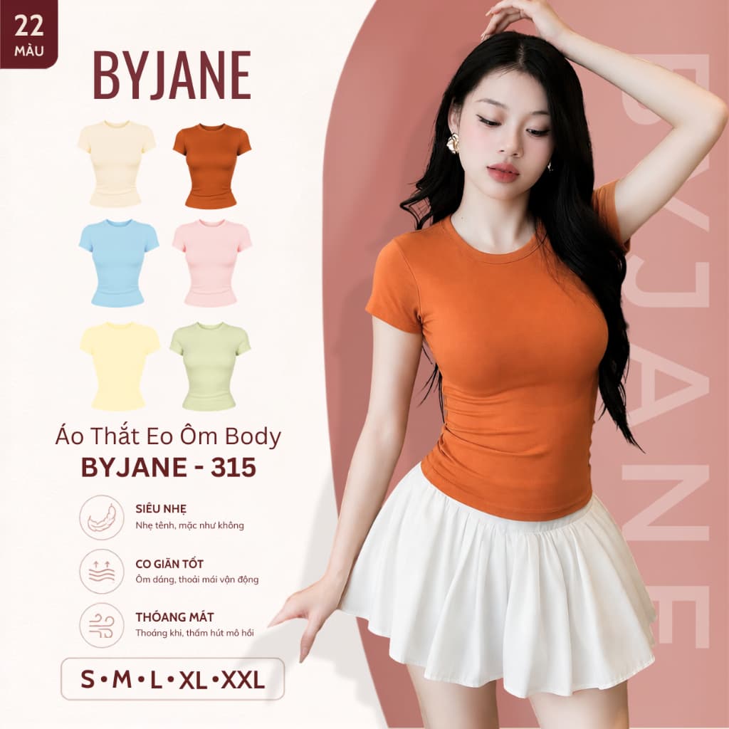[ MÀU MỚI ] Áo Thun Nữ Thắt Eo Ôm Body BYJANE chất thun mịn co dãn 4 chiều Women BYJANE - 315
