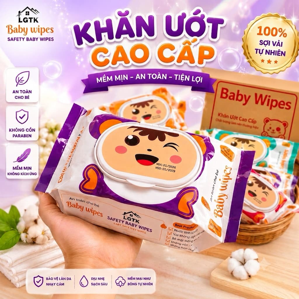 combo 5 gói khăn ướt baby wipes