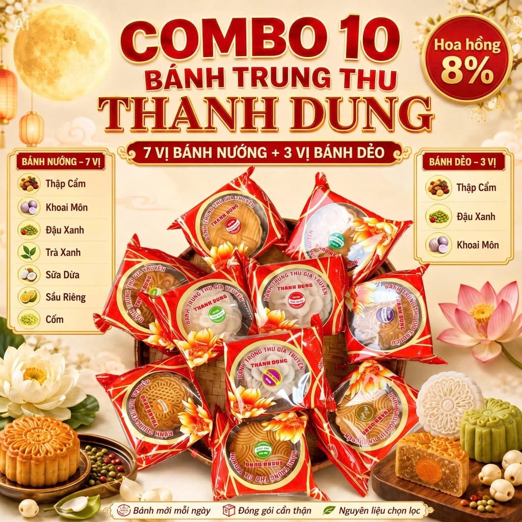 Combo 10 bánh trung thu truyền thống thanh dung