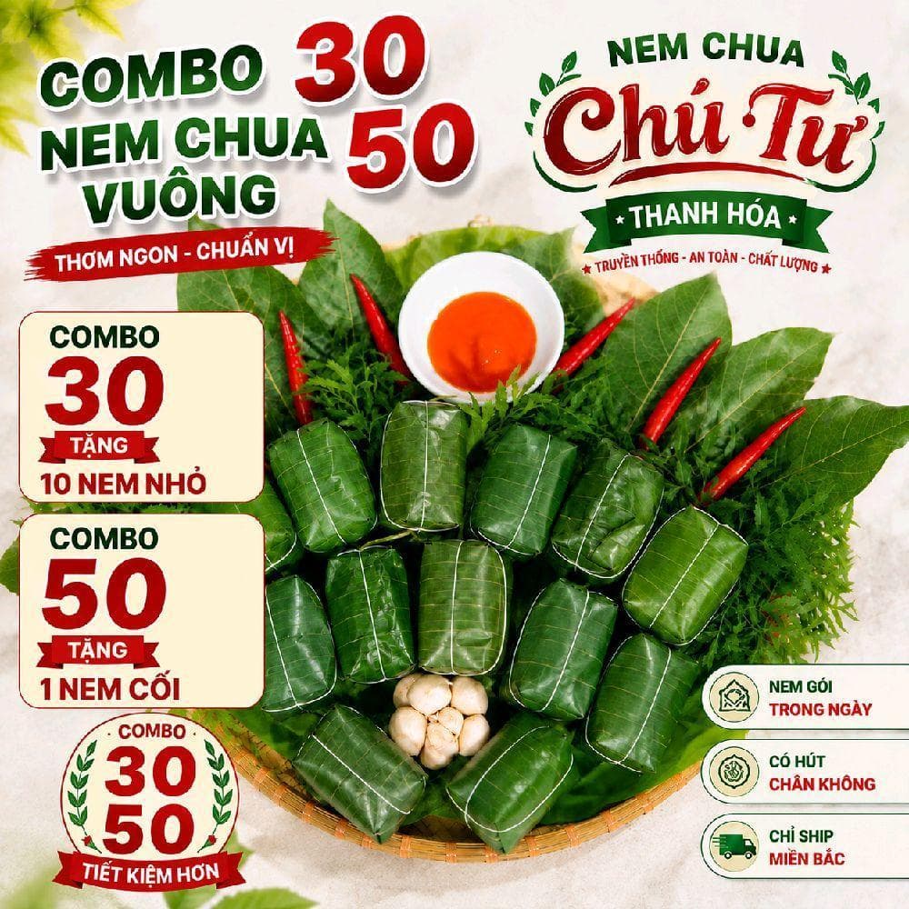 Nem Vuông Thanh Hóa Nem Chua Chú Tư Chuẩn Vị Truyền Thống - Đủ Giấy Tờ Kiểm Định An Toàn Chất Lượng