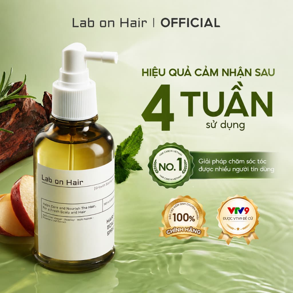 Xịt mọc tóc Lab on Hair 160ml xịt dưỡng tóc với giấm táo Kích thích mọc tóc Rụng Tóc