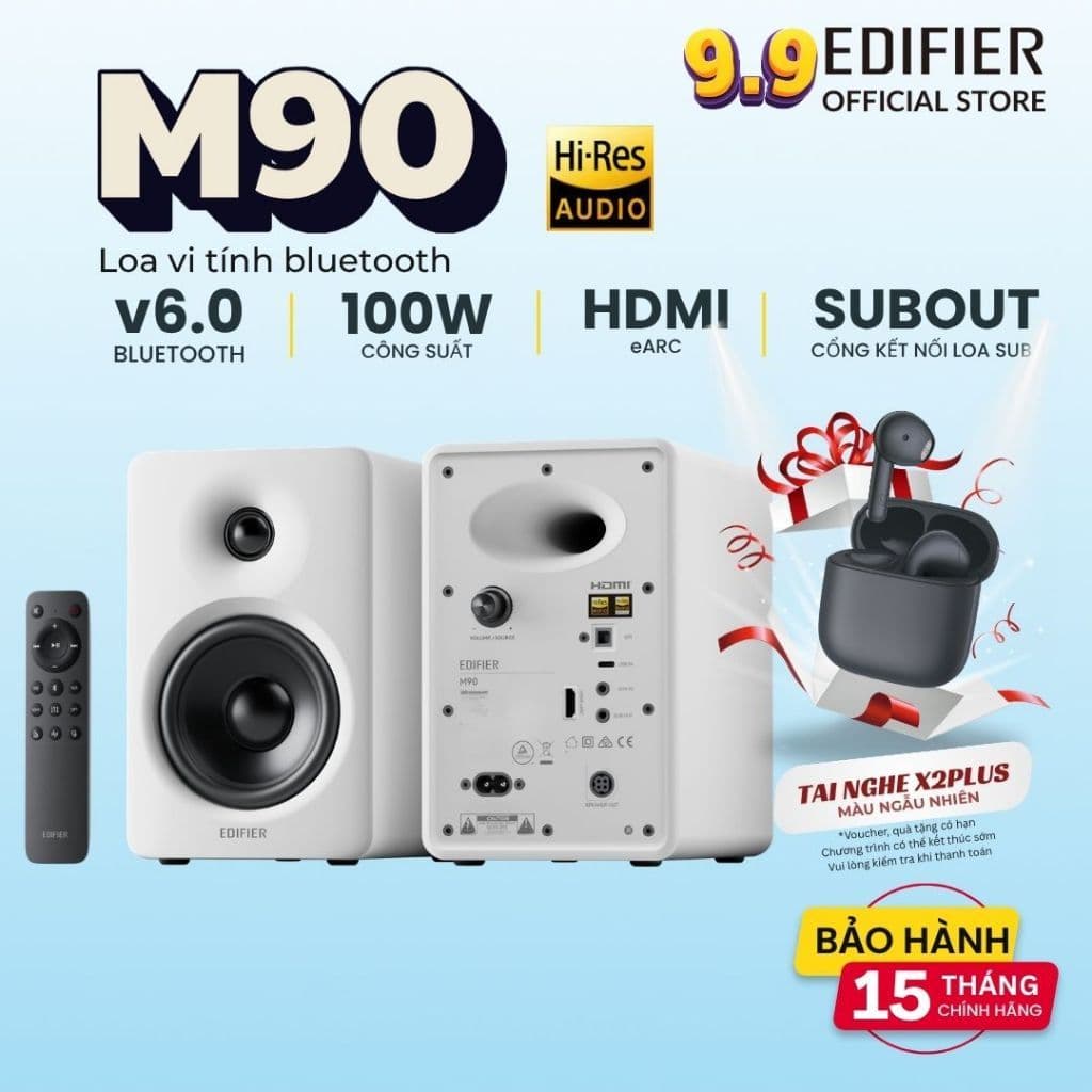 Loa bluetooth Edifier M90, 100W Kết nối HDMI, SubOut, Hires Audio - Bảo Hanh 15 Tháng
