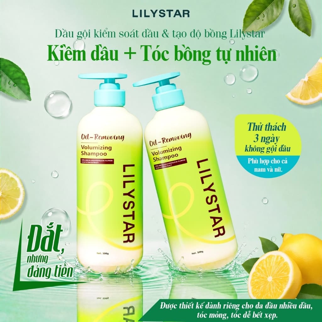 Dầu Gội LILYSTAR Giúp Kiểm Soát Dầu Nhờn, Ngăn Ngừa Rụng Tóc Và Tạo Độ Phồng Cho Tóc Tự Nhiên - Phiên Bản Nâng Cấp 500g