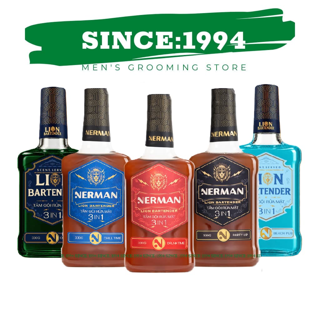 [SVIP] Sữa tắm 3in1 NERMAN LION BARTENDER COLLECTION dành cho nam, đủ mùi hương sang trọng - 330g