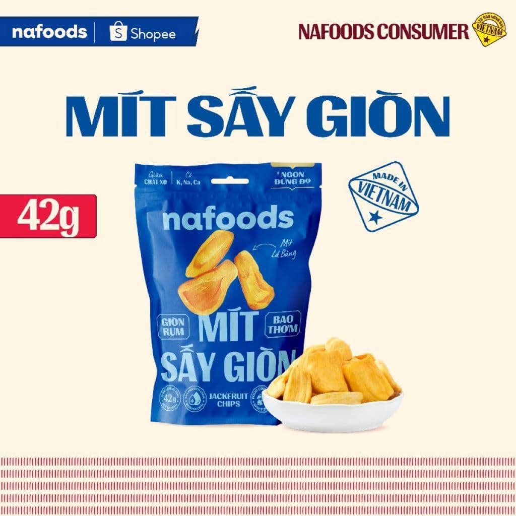 Mít Sấy Giòn Nafoods Gói 42g, Snack Trái Cây Healthy, Giòn Rụm, Đồ Ăn Vặt Từ Trái Cây