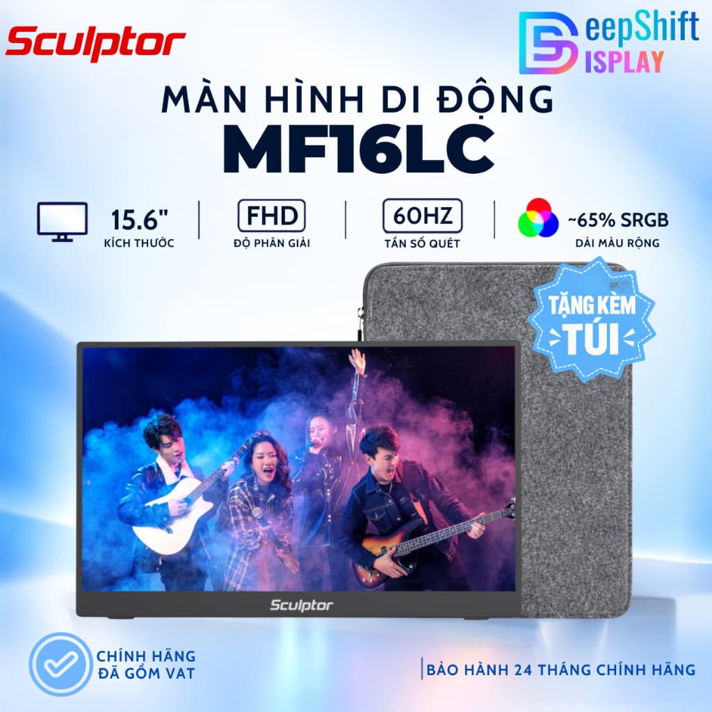 Màn Hình Di Động Sculptor MF16LC 15.6 Inch FHD IPS | Túi bảo vệ | Type-C | Loa Kép
