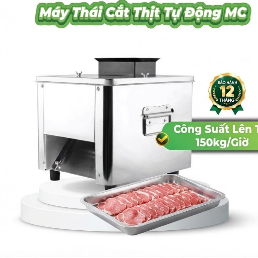 Máy Thái Cắt Thịt Tự Động Công Nghiệp MC - SGE 150kg/h, 850W Lưỡi Dao Inox 2.5-5mm