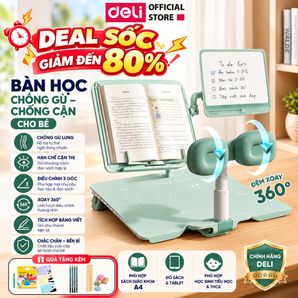 [🔥DEAL SỐC] Bàn Học Thông Minh Deli Bàn Học Chống Gù Được Giáo Viên Tin Dùng Chỉnh Dáng Ngồi Chuẩn Cho Bé Mẹ Yên Tâm