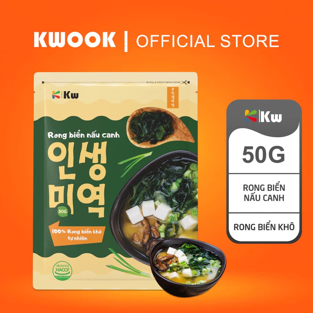 Rong Biển Nấu Canh Wakame 50g Kwook chuẩn vị Hàn Quốc (8938549948137) [Kwook/ Nấu canh/ 50g]